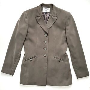 Kasper ASL Petite Long Line Blazer Jacket Size 2P Olive Green